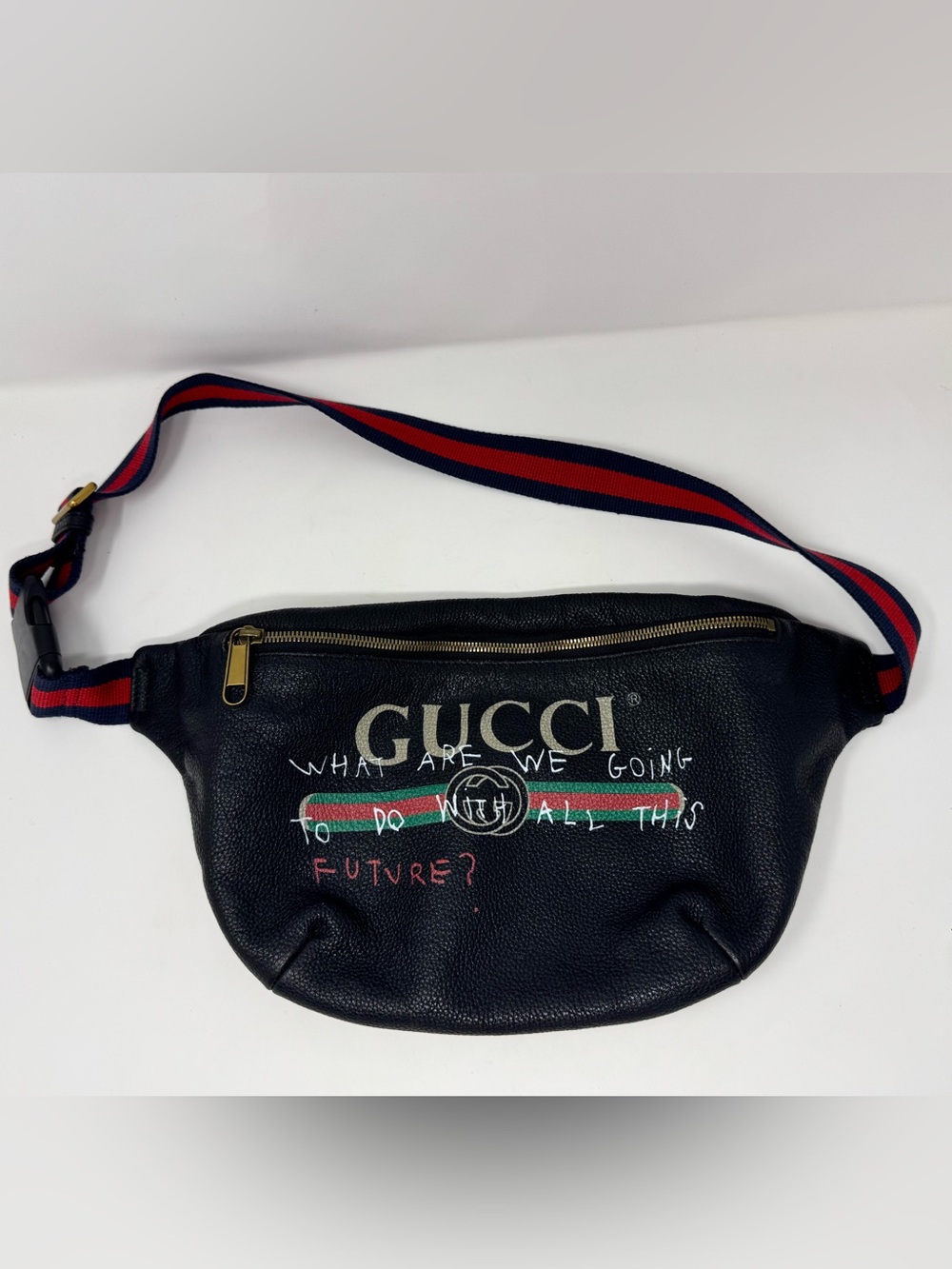 Gucci Logo Leather Belt Bag with Web Strap & Graphic Print